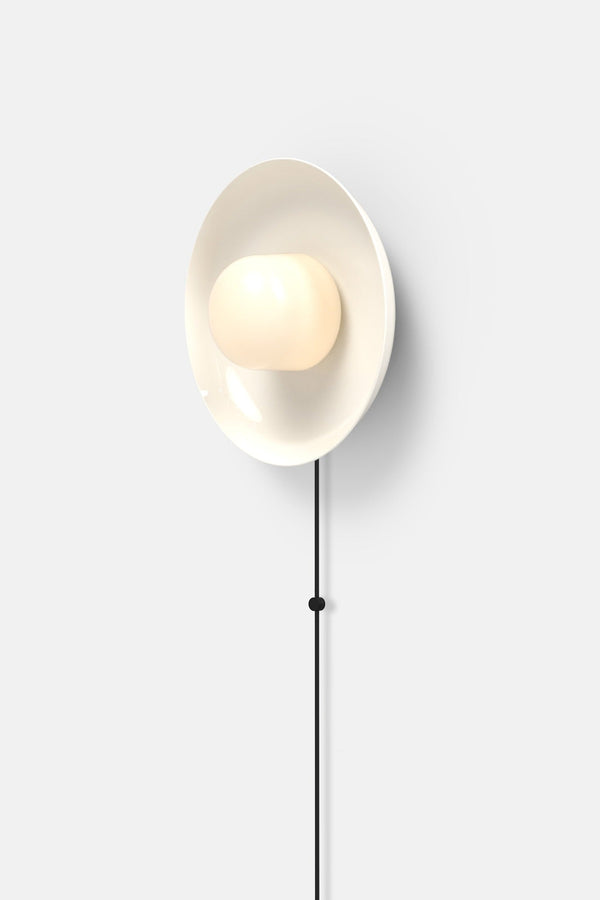 Hoist Sconce Corded - Large Glass Diffuser - Medium Shade - RBW Lighting - Cream White - Corded Plug - in (Back) / 120V Input - 3000K (soft white) - HORNE