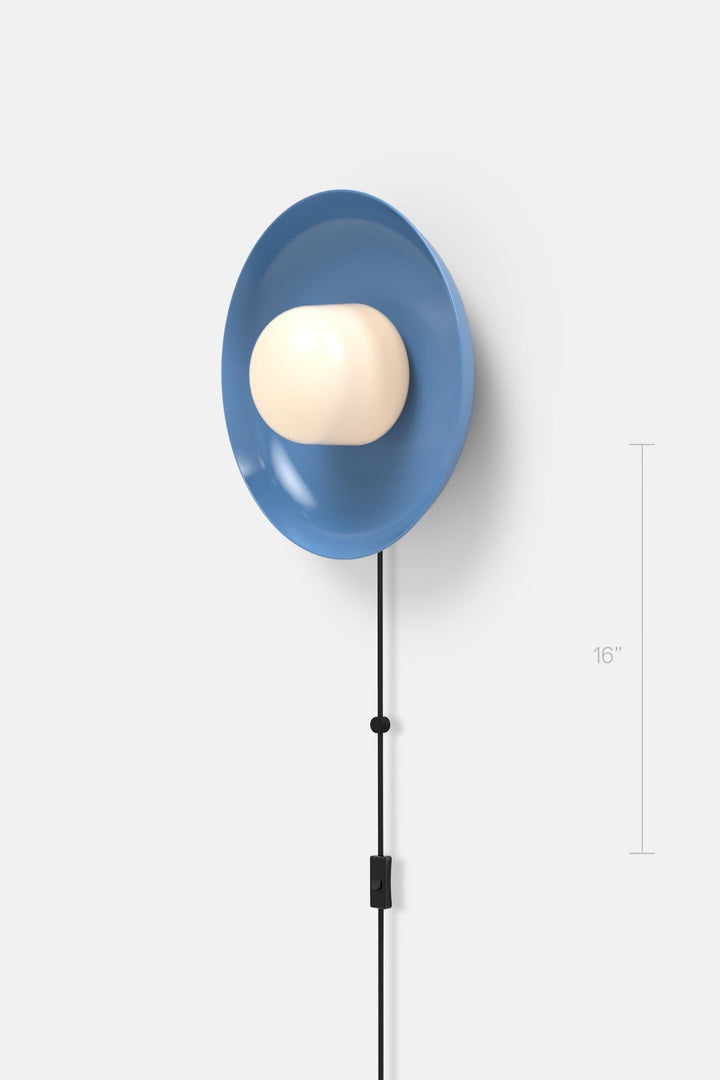 Hoist Sconce Corded - Large Glass Diffuser - Medium Shade - RBW Lighting - Blue Gloss - Corded Plug - in (Bottom) / 120V Input - 2700K (warm white) - HORNE