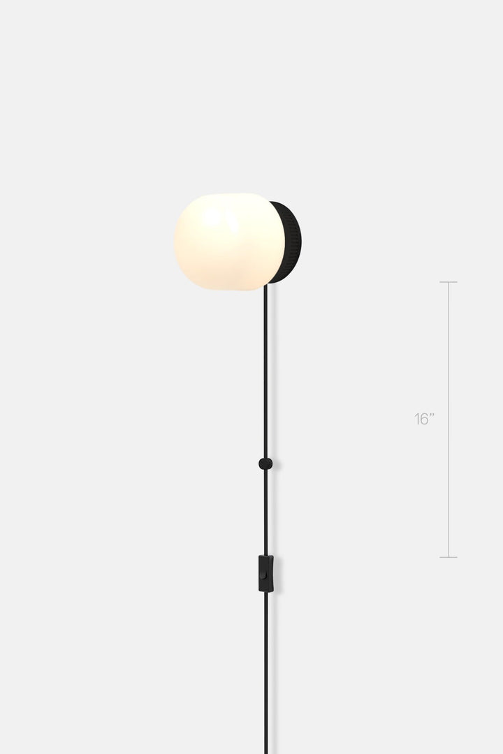 Hoist Sconce Corded - Large Glass Diffuser - No Shade - RBW Lighting - Matte Black - Corded Plug - in (Bottom) / 120V Input - 2700K (warm white) - HORNE