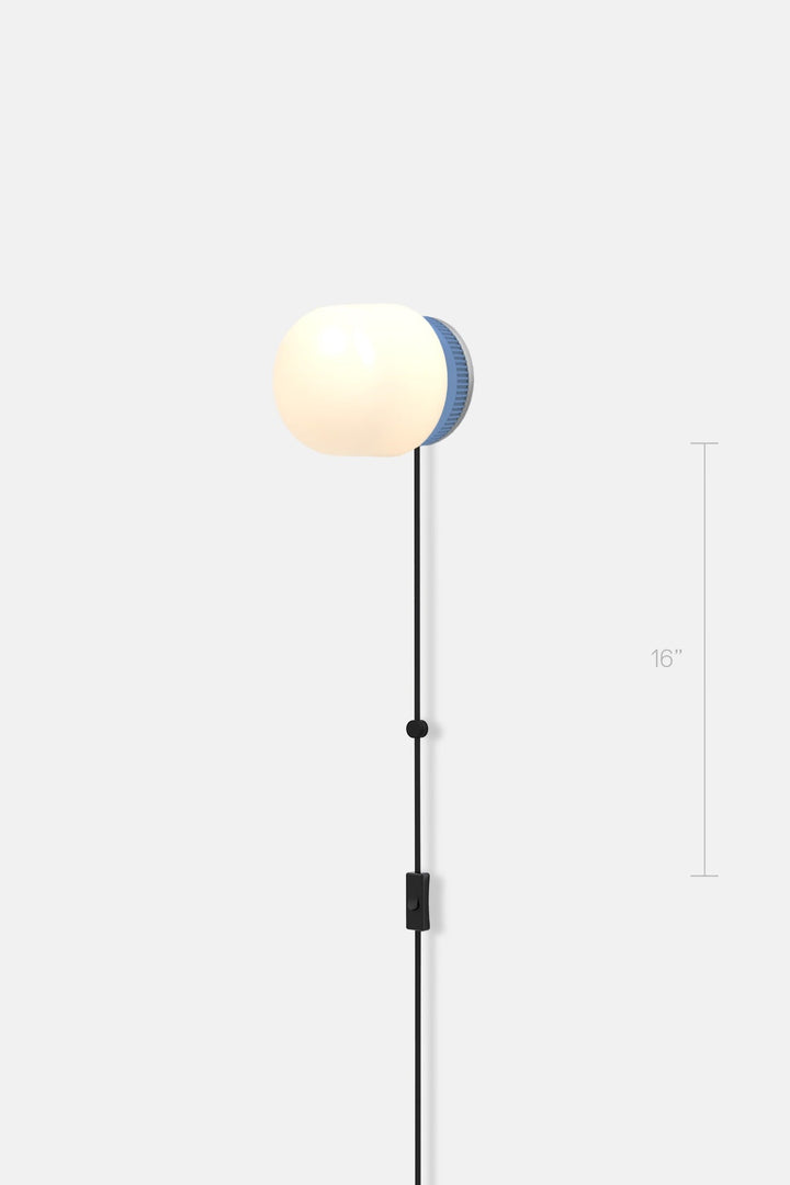 Hoist Sconce Corded - Large Glass Diffuser - No Shade - RBW Lighting - Blue Gloss - Corded Plug - in (Bottom) / 120V Input - 2700K (warm white) - HORNE
