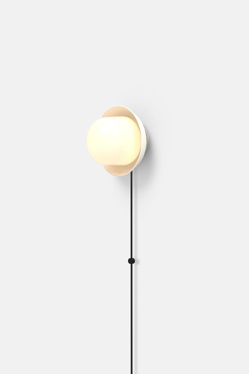 Hoist Sconce Corded - Large Glass Diffuser - Small Shade - RBW Lighting - Cream White - Corded Plug - in (Back) / 120V Input - 2700K (warm white) - HORNE