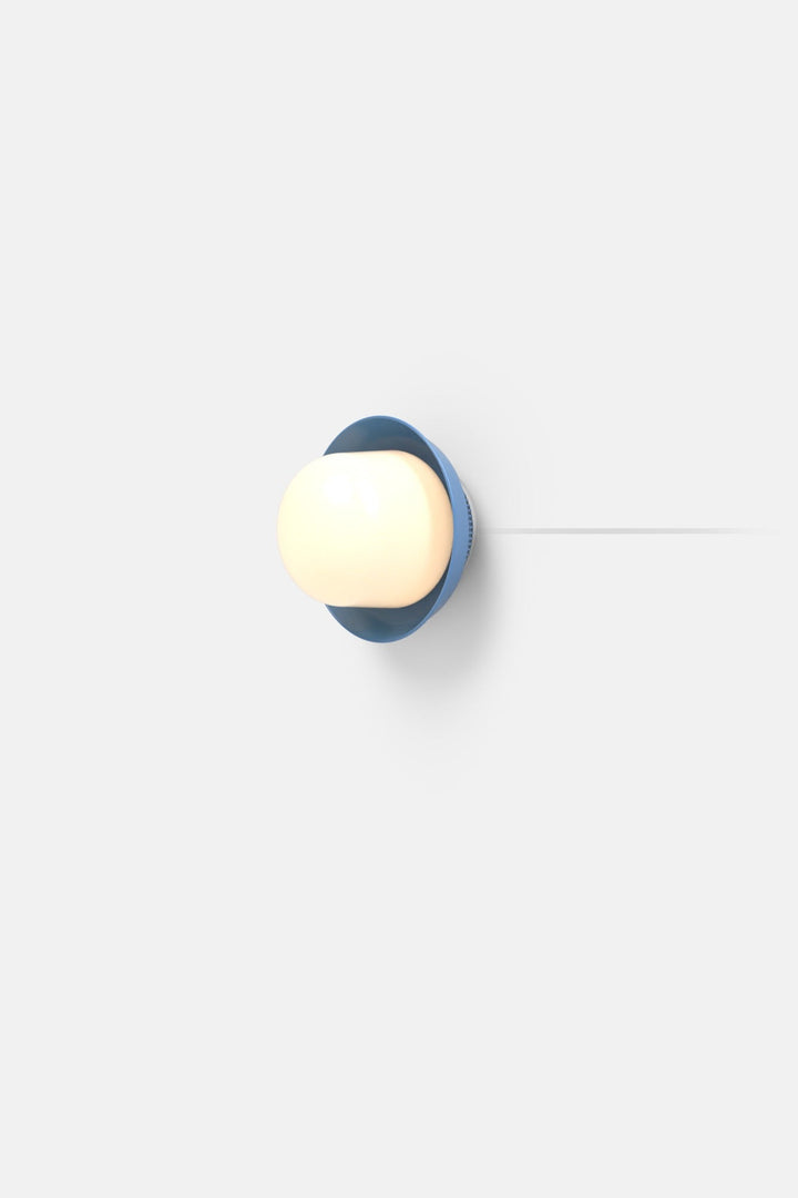 Hoist Sconce Corded - Large Glass Diffuser - Small Shade - RBW Lighting - Blue Gloss - Corded Plug - in (Back) / 120V Input - 2700K (warm white) - HORNE