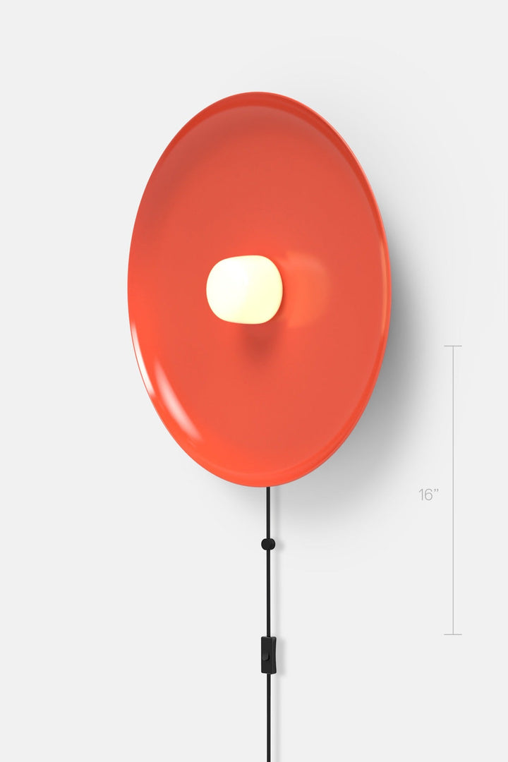 Hoist Sconce Corded - Small Glass Diffuser - Large Shade - RBW Lighting - Vermilion - Corded Plug - in (Bottom) / 120V Input - 2700K (warm white) - HORNE