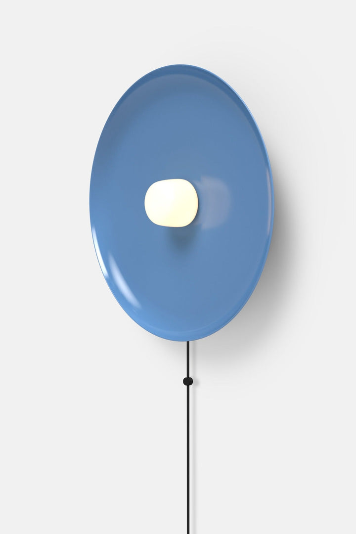 Hoist Sconce Corded - Small Glass Diffuser - Large Shade - RBW Lighting - Blue Gloss - Corded Plug - in (Back) / 120V Input - 3000K (soft white) - HORNE