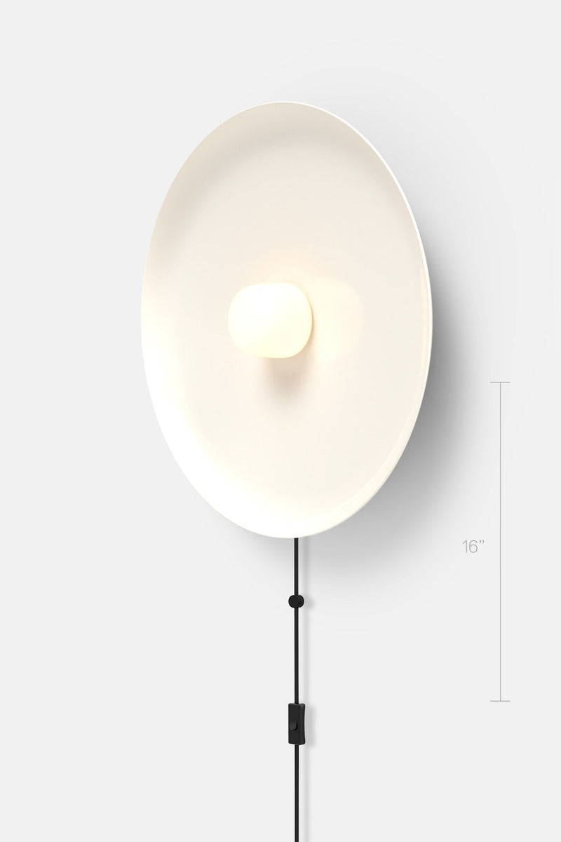 Hoist Sconce Corded - Small Glass Diffuser - Large Shade - RBW Lighting - Cream White - Corded Plug - in (Back) / 120V Input - 2700K (warm white) - HORNE