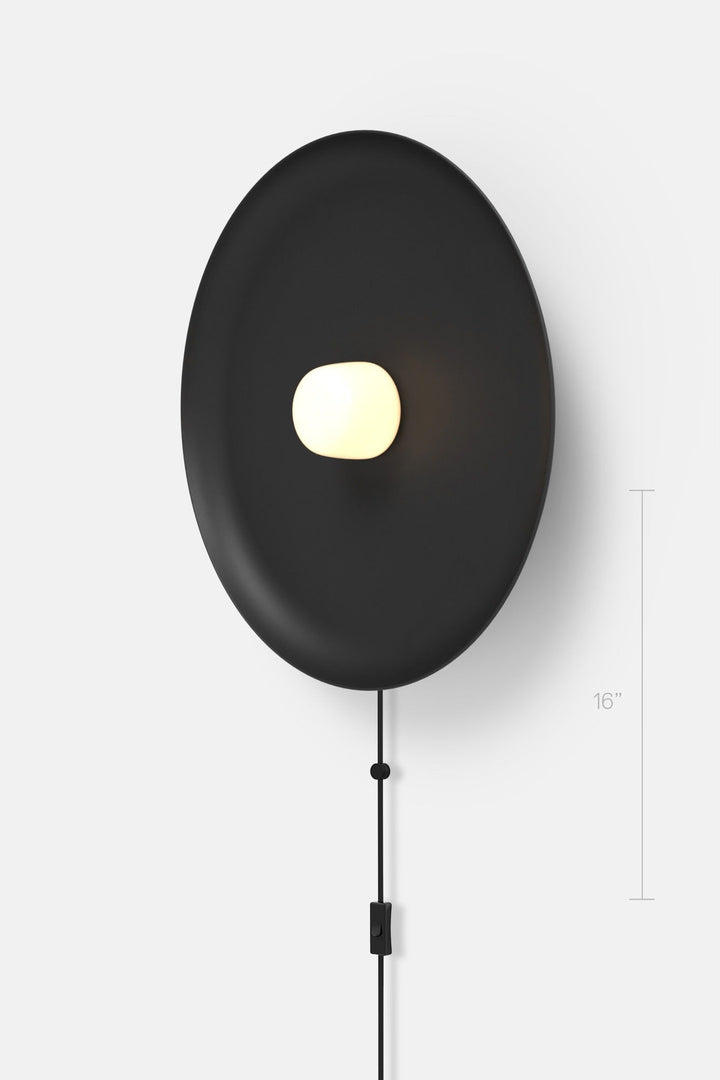Hoist Sconce Corded - Small Glass Diffuser - Large Shade - RBW Lighting - Matte Black - Corded Plug - in (Bottom) / 120V Input - 2700K (warm white) - HORNE