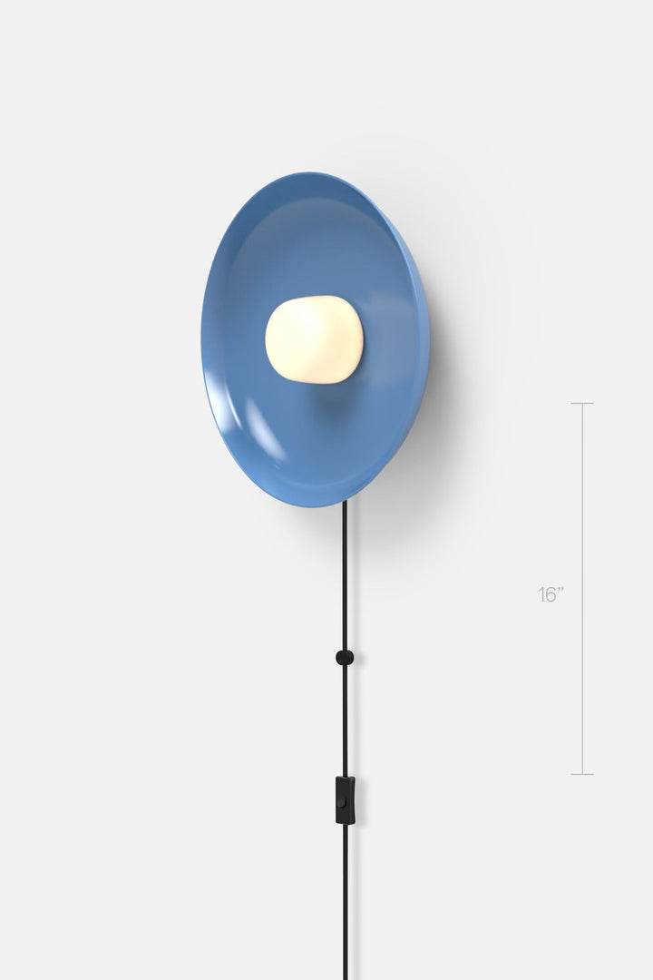 Hoist Sconce Corded - Small Glass Diffuser - Medium Shade - RBW Lighting - Blue Gloss - Corded Plug - in (Bottom) / 120V Input - 2700K (warm white) - HORNE