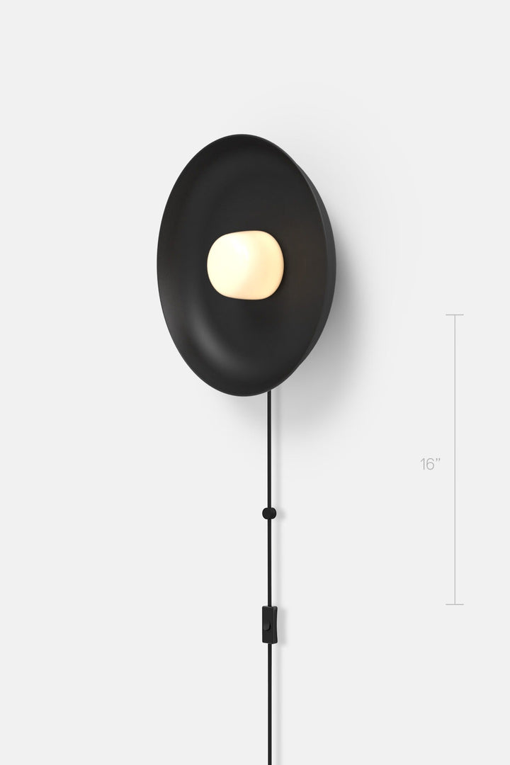 Hoist Sconce Corded - Small Glass Diffuser - Medium Shade - RBW Lighting - Matte Black - Corded Plug - in (Bottom) / 120V Input - 2700K (warm white) - HORNE