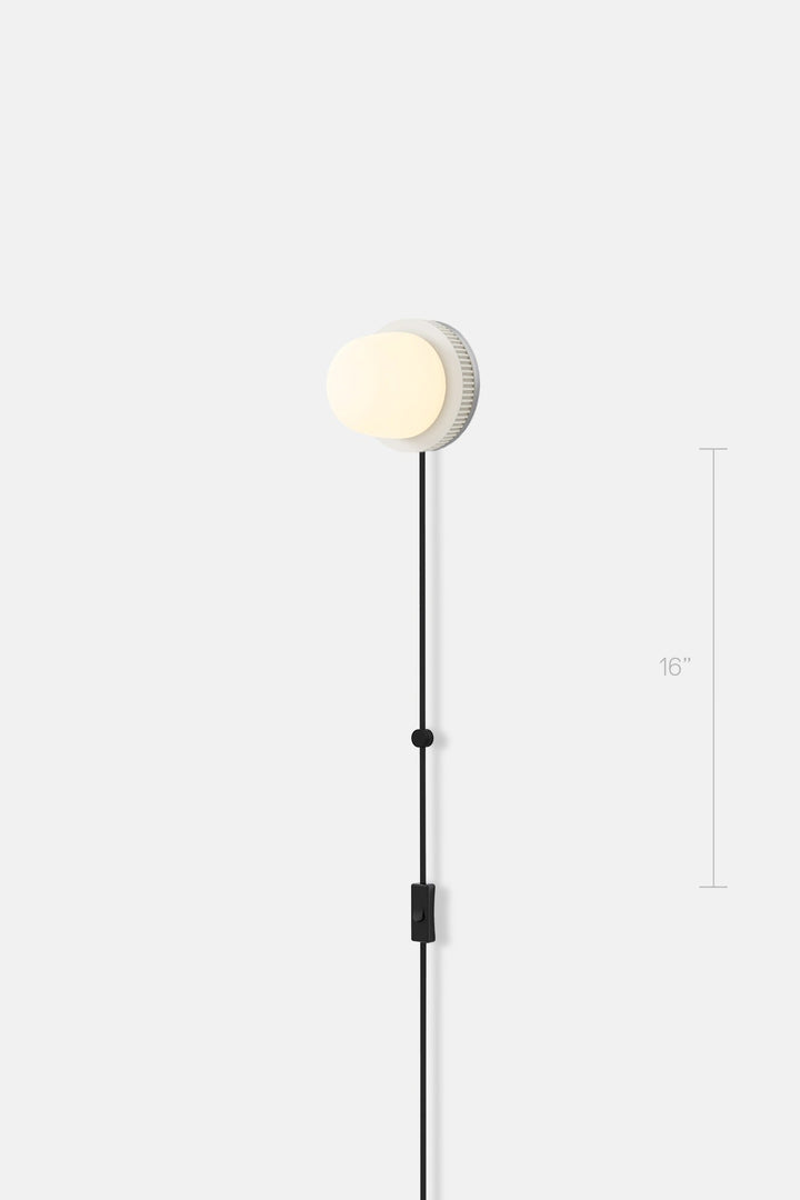 Hoist Sconce Corded - Small Glass Diffuser - No Shade - RBW Lighting - Cream White - Corded Plug - in (Bottom) w. Toggle Switch / 120V Input - 2700K (warm white) - HORNE