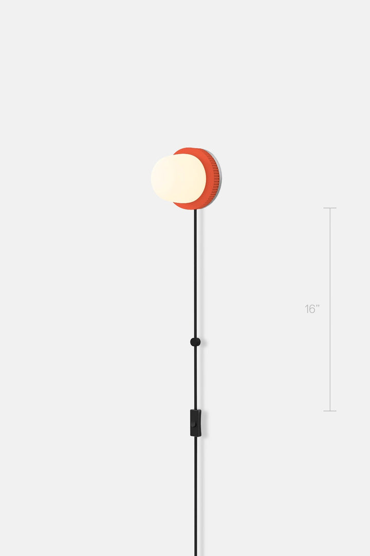 Hoist Sconce Corded - Small Glass Diffuser - No Shade - RBW Lighting - Vermilion - Corded Plug - in (Bottom) w. Toggle Switch / 120V Input - 2700K (warm white) - HORNE