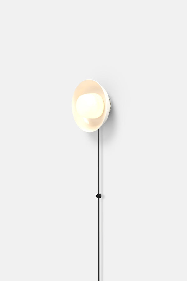Hoist Sconce Corded - Small Glass Diffuser - Small Shade - RBW Lighting - Cream White - Corded Plug - in (Back) / 120V Input - 3000K (soft white) - HORNE