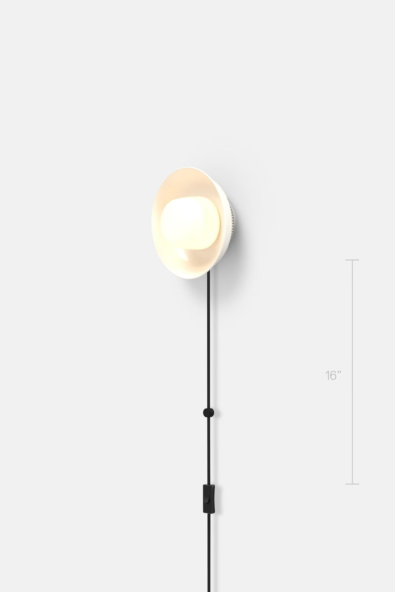 Hoist Sconce Corded - Small Glass Diffuser - Small Shade - RBW Lighting - Cream White - Corded Plug - in (Back) / 120V Input - 2700K (warm white) - HORNE