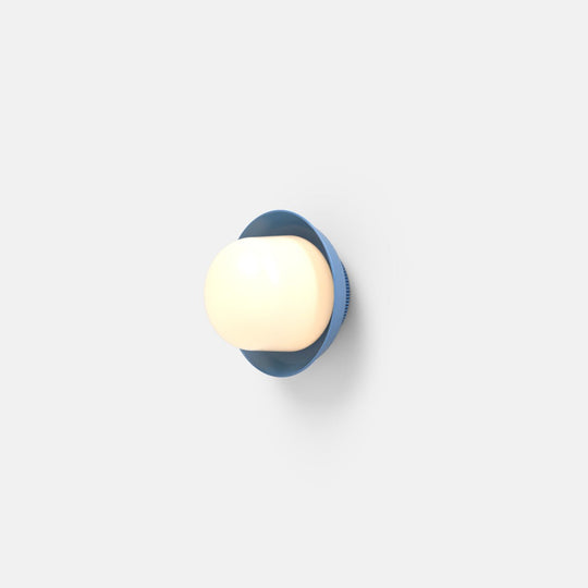 Hoist Sconce - Small Shade - RBW Lighting - Blue Gloss - Large Glass Diffuser - 2700K (warm white) - HORNE
