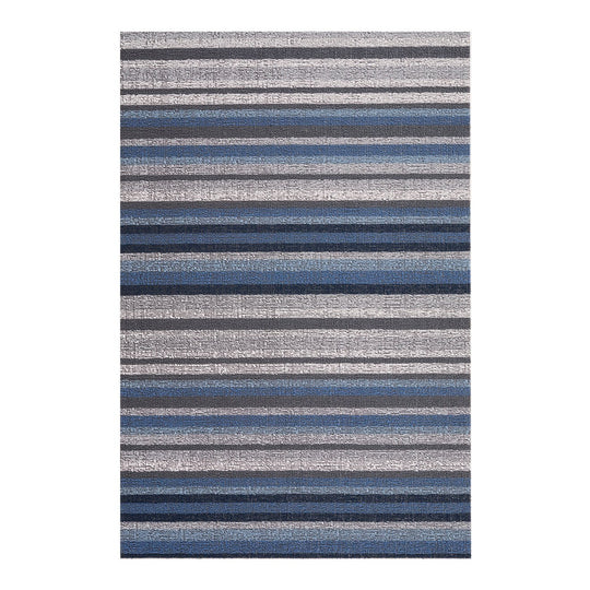 Horizon Stripe Shag Rug in Deep Sea