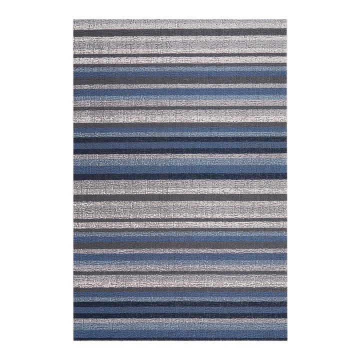 Horizon Stripe Shag Rug in Deep Sea