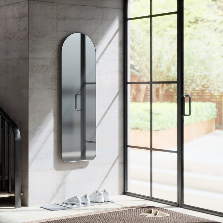 Hubba Arched Leaning & Wall Mirror - Umbra Mirrors - Metallic-Titanium - HORNE
