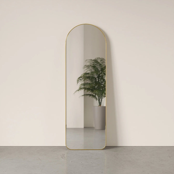 Hubba Arched Leaning & Wall Mirror - Umbra Mirrors - Metallic-Titanium - HORNE
