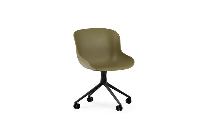 Hyg Chair Swivel 4W - Normann Copenhagen Swivel Chairs - Hyg Chair Swivel 4W Black Alu - Olive - HORNE