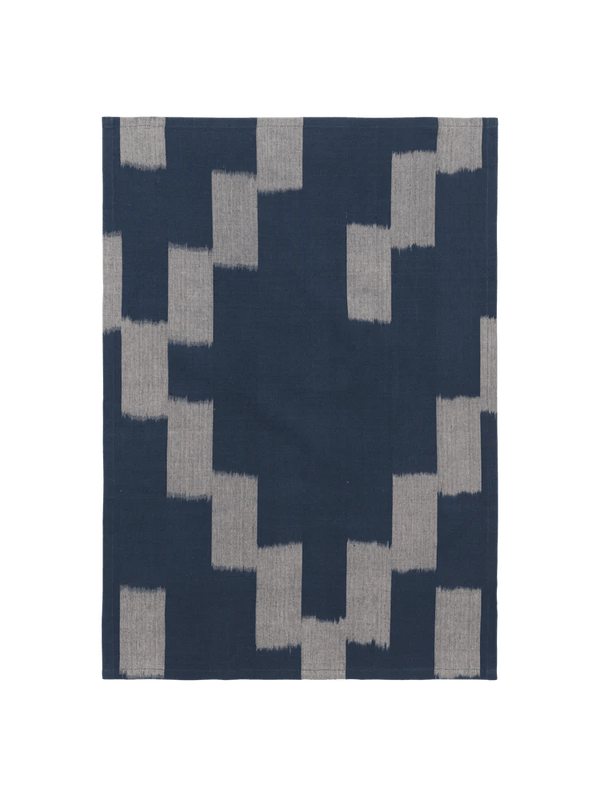 Ikat Tea Towel - Ferm Living Kitchen & Dining - Ink Blue/Parchment - HORNE