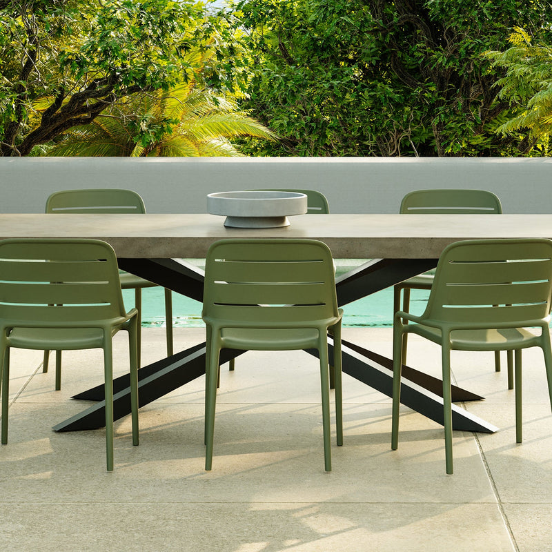 Jasper Outdoor Stacking Chair - Set of 4 - Urbia Chairs - Army Green - HORNE