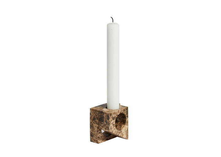 Jeu De Dés 2 Candle Holder - Woud Candle Holders - Brown - HORNE
