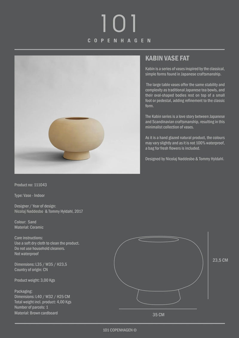 Kabin Vase - 101 Copenhagen Vases - Fat - Sand - HORNE