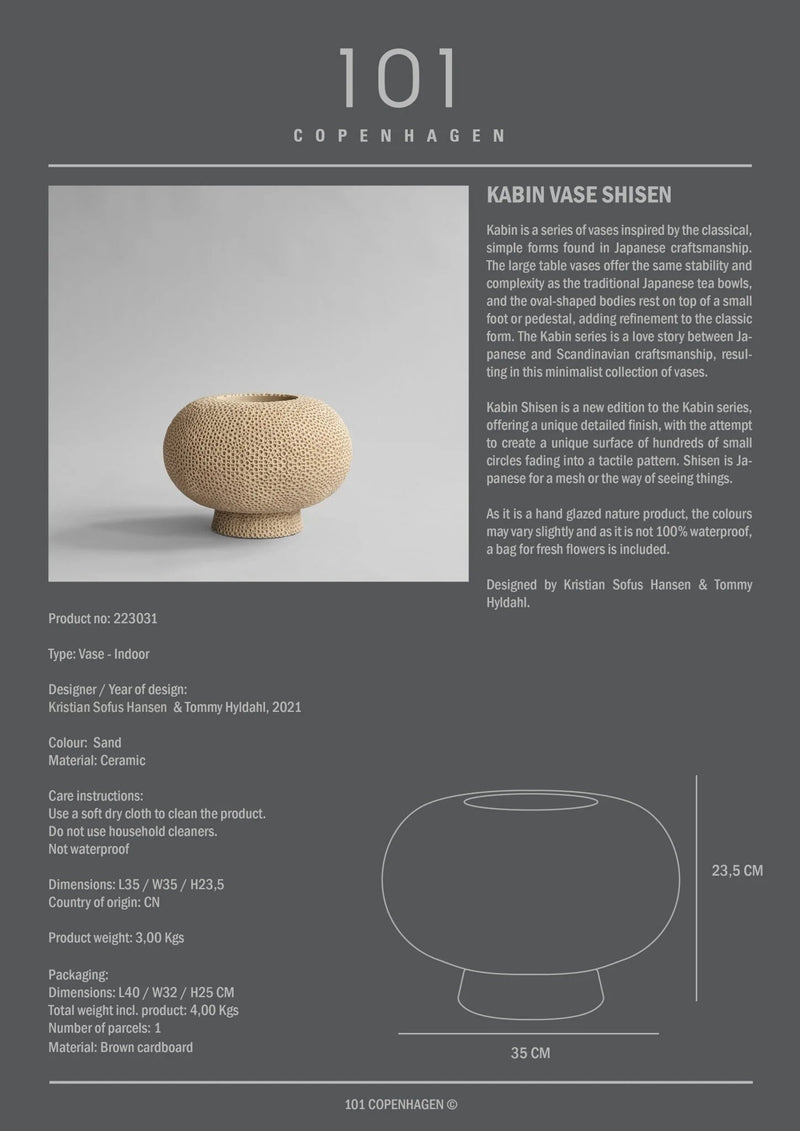 Kabin Vase - Shisen - 101 Copenhagen Vases - Sand - HORNE