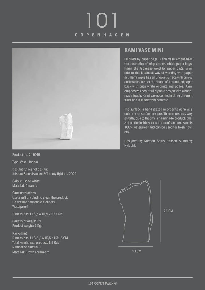 Kami Vase - 101 Copenhagen Vases - Mini - Bone White - HORNE