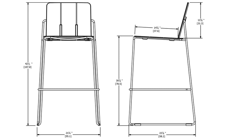 Keene Bar Stool - Loll Designs Outdoor Furniture - Charcoal Grey - Stainless Steel - HORNE