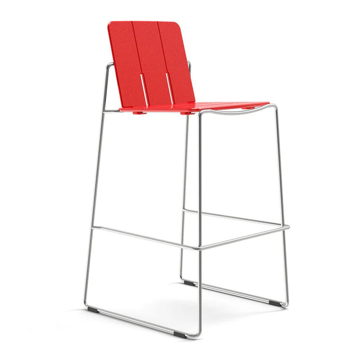 Keene Bar Stool - Loll Designs Outdoor Furniture - Apple Red - Stainless Steel - HORNE