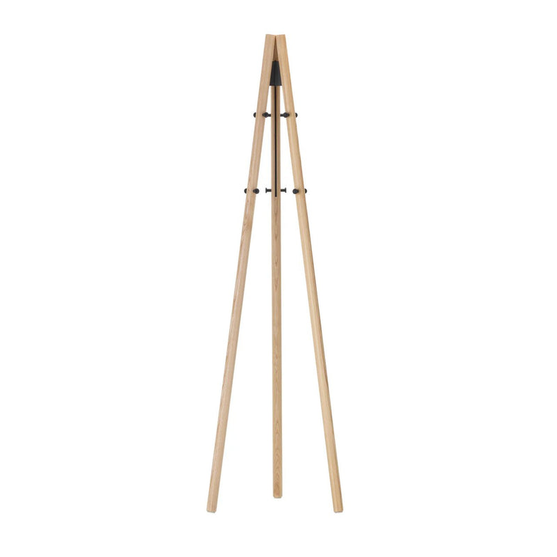 Kiila Coat Stand by Alvar Aalto - Artek Coat + Key Racks - Natural Lacquered & Hooks Stone White - HORNE