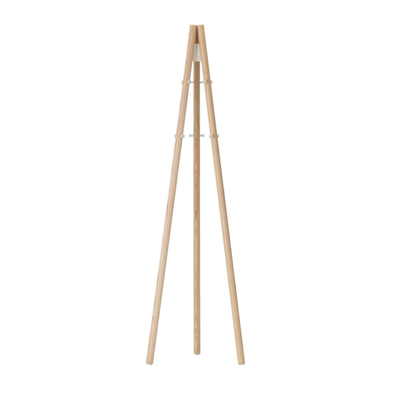 Kiila Coat Stand by Alvar Aalto - Artek Coat + Key Racks - Natural Lacquered & Hooks Stone White - HORNE