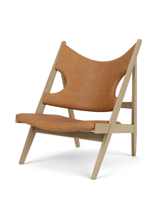 Knitting Lounge Chair - Leather & Fabric - Audo Copenhagen Chairs - Natural Oak with Dunes Cognac Leather - HORNE