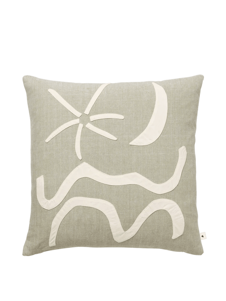 Kove Applique Cushion - Ferm Living Bedding + Pillows - Elm Green - HORNE