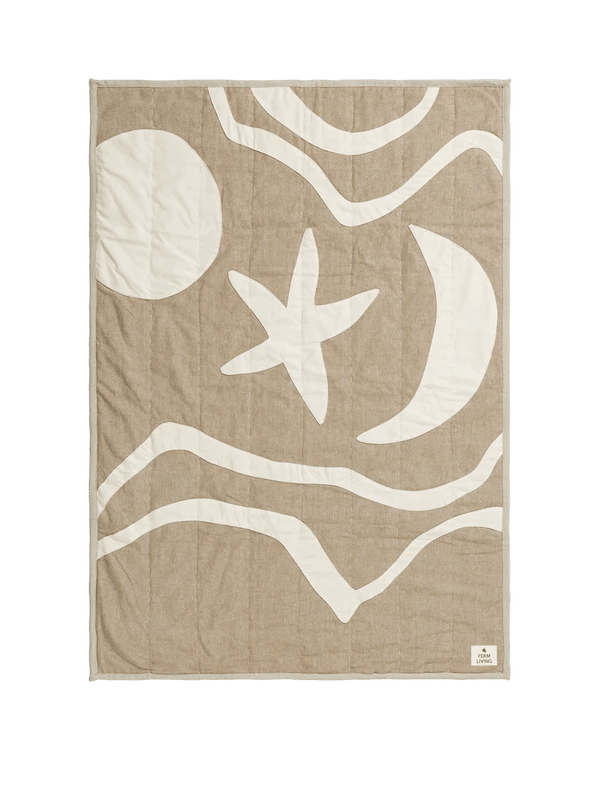 Kove Applique Quilted Blanket - Ferm Living Blankets + Throws + Pillows - Tan/Cashmere - HORNE