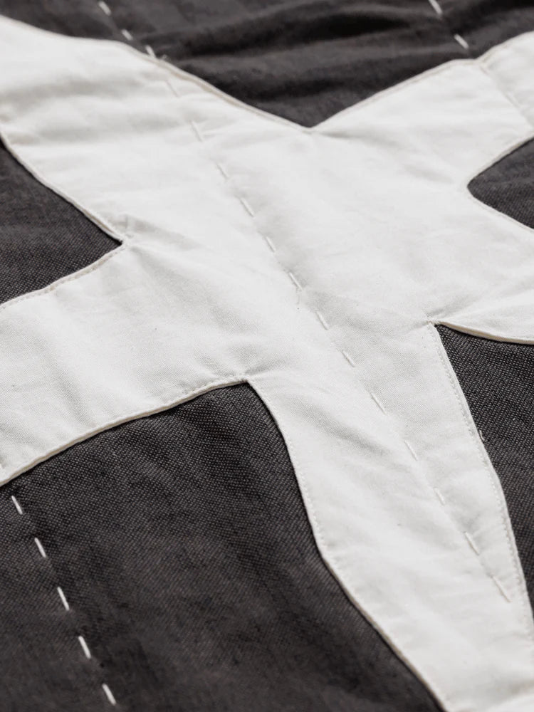 Kove Applique Quilted Blanket - Ferm Living Blankets + Throws + Pillows - Charcoal/Elm Green - HORNE