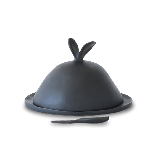 Lapin Domed Serving Dish With Spreader - Tina Frey Decorative Objects - Grey - HORNE