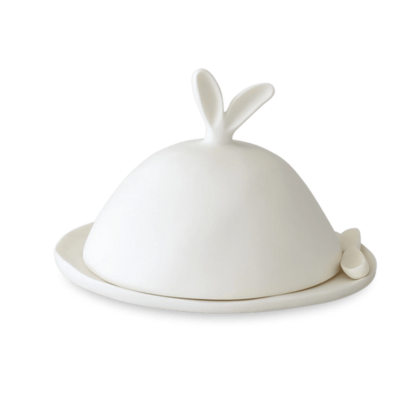 Lapin Domed Serving Dish With Spreader - Tina Frey Decorative Objects - White - HORNE