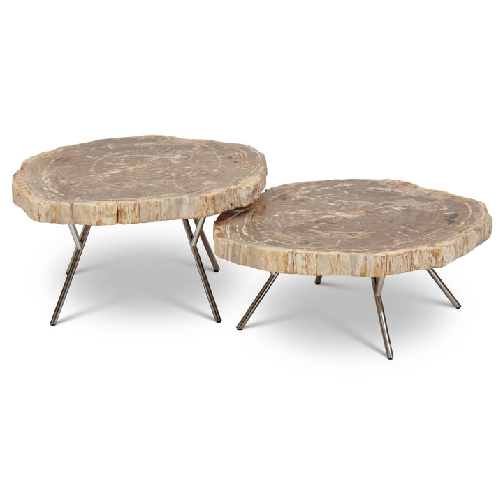 Lastra Coffee Table - Set of 2 - Urbia Coffee Tables - Natural Light - Polished Stainless Steel - HORNE
