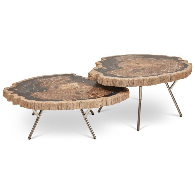 Lastra Coffee Table - Set of 2 - Urbia Coffee Tables - Natural Light - Polished Stainless Steel - HORNE