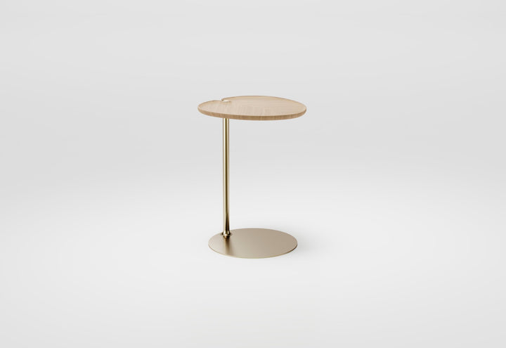 Leaf-1 Side Table - Per/Use Tables + Desks - Oval - Brass Bronze - Oak Natural Oiled - HORNE