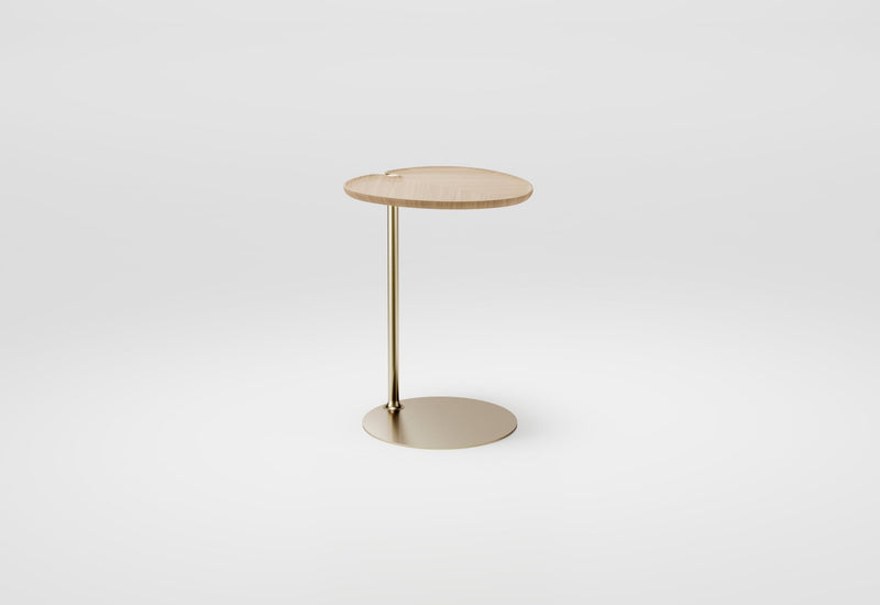 Leaf-1 Side Table - Per/Use Tables + Desks - Oval - Brass Gun Black - Oak Natural Oiled - HORNE