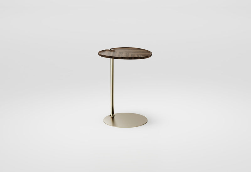 Leaf-1 Side Table - Per/Use Tables + Desks - Oval - Brass Gun Black - Oak Natural Oiled - HORNE