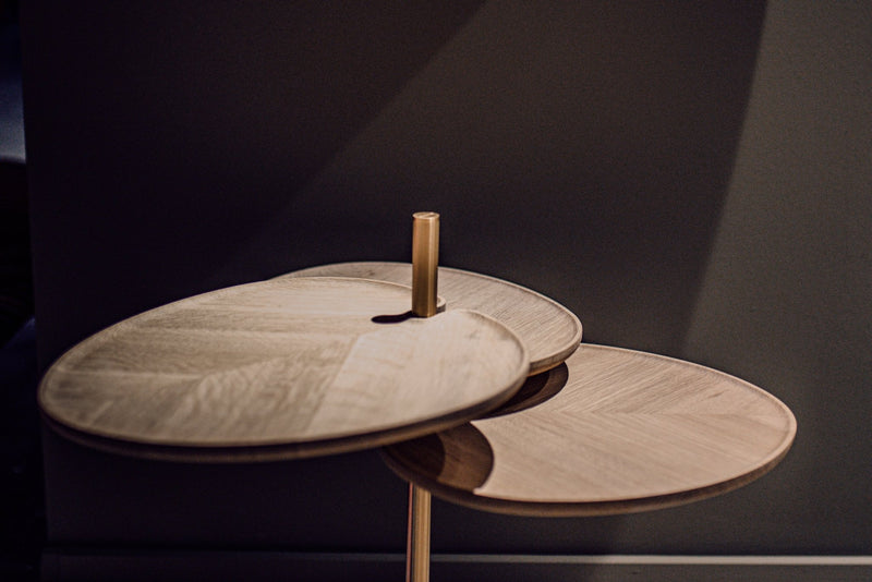 Leaf-3 Side Table - Per/Use Tables + Desks - Brass Gun Black - Oak Natural Oiled - HORNE