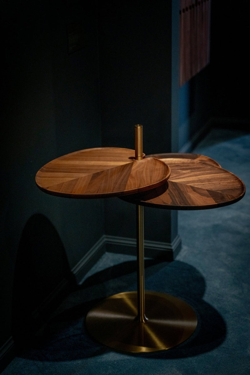 Leaf-3 Side Table - Per/Use Tables + Desks - Brass Gun Black - Oak Natural Oiled - HORNE