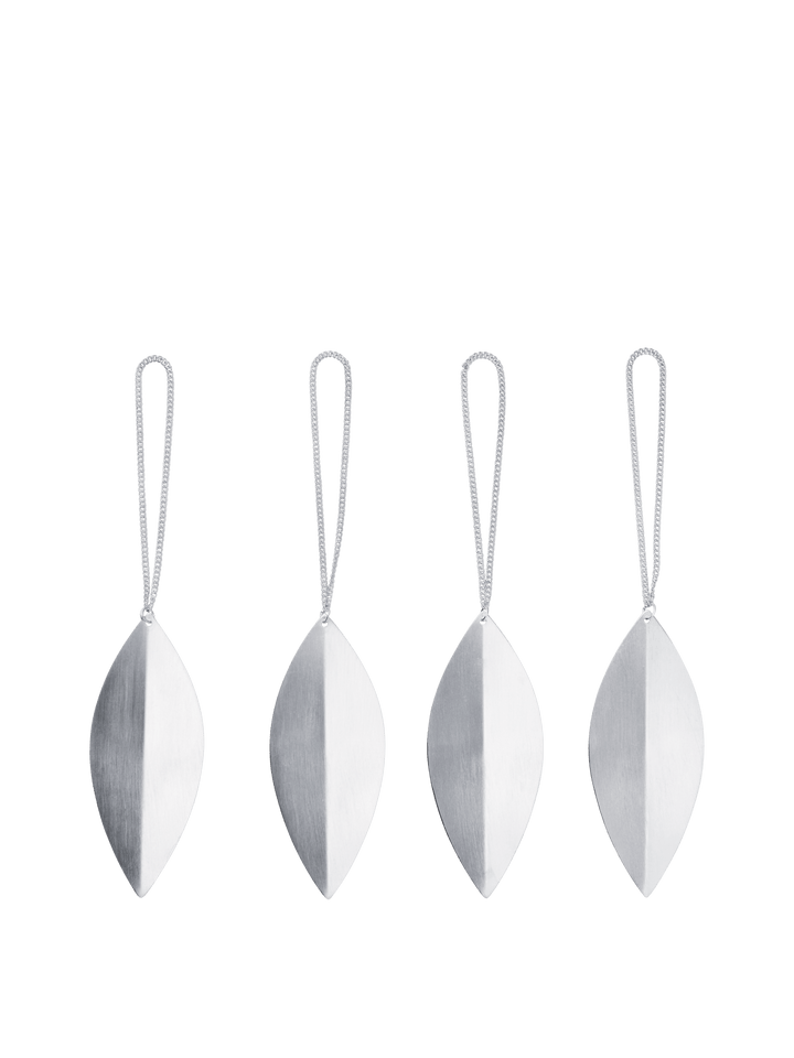 Leaf Brass Ornaments - Set of 4 - Silver - Ferm Living