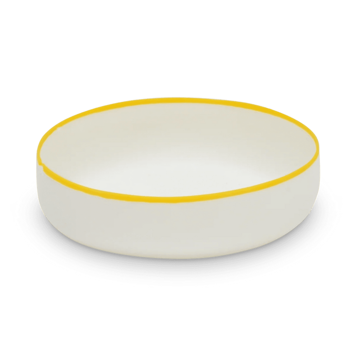 Ligne Bowl - Tina Frey Serveware - Large - White With Sunshine Yellow Rim - HORNE
