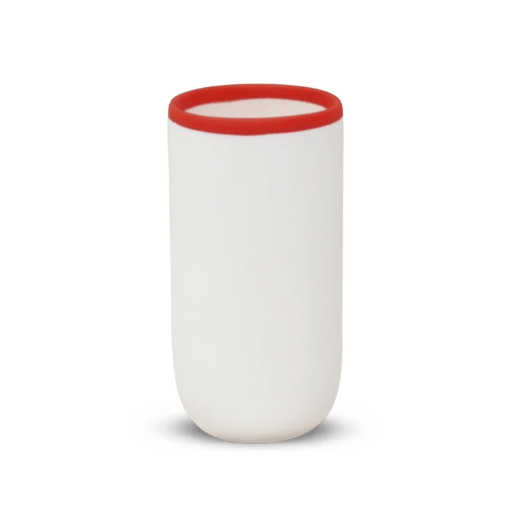 Ligne Cup - Tina Frey Serveware - Tall - White With Red Rim - HORNE
