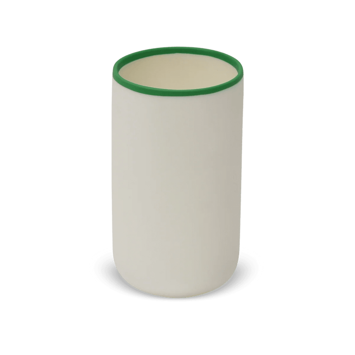 Ligne Cylinder Vase - Tina Frey Decorative Objects - White With Grass Rim - HORNE