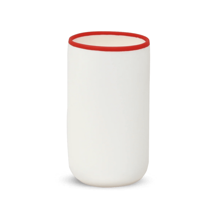 Ligne Cylinder Vase - Tina Frey Decorative Objects - White With Red Rim - HORNE